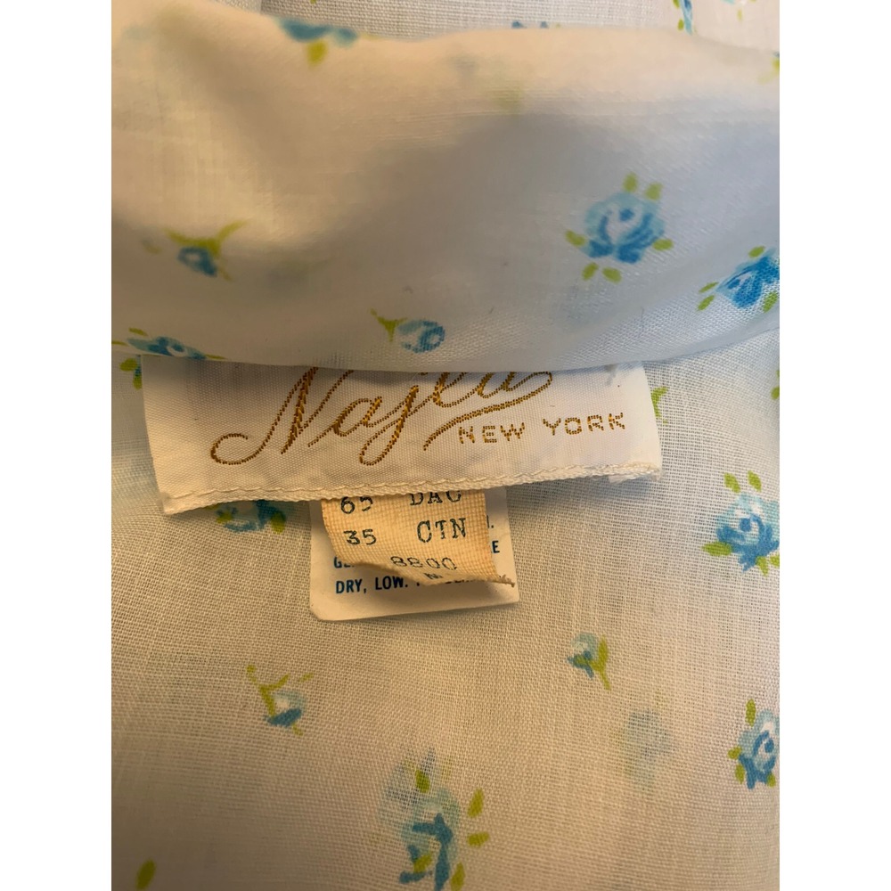 Vintage Najla New York Night Shirt Dainty Blue Floral Cotton Dacron M USA NOS - Picture 9 of 11